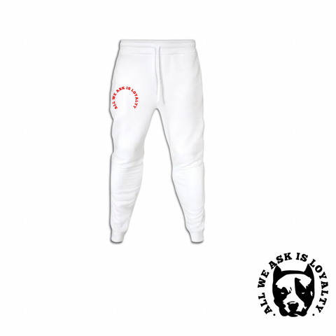 White All We Ask Is Loyalty Crescent Joggers